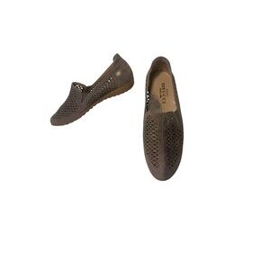 Sesto Meucci Italy Loafers Sandals Womens Sz  6.5 Gold Dusted Leather Perforated